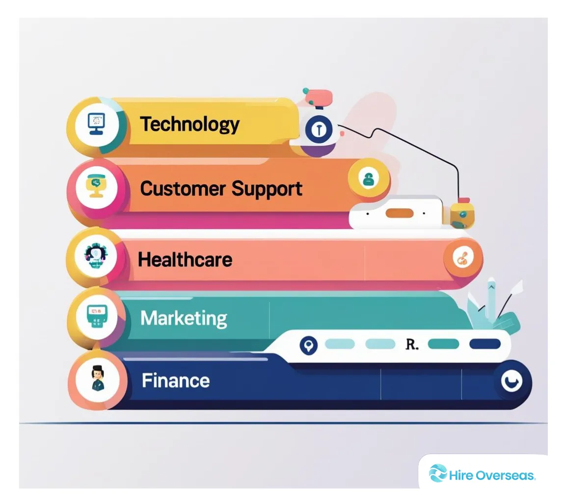Bar chart showing top industries hiring remote workers in 2025