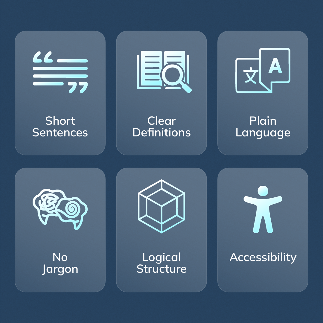Graphic illustrating key readability principles for compliant healthcare content.