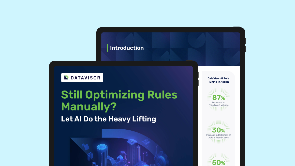DataVisor's AI rule tuning solution brief feature image|DataVisor AI Rule Tuning Solution Brief: front page|DataVisor's AI-Rule Tuning (cover and intro page thumbnail)|DataVisor's ai rule tuning cover and intro page