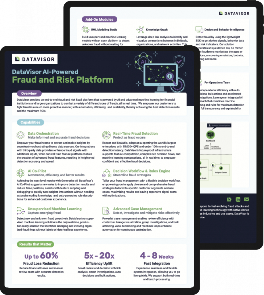 DataVisor fraud and risk platform|datavisor platform product sheet