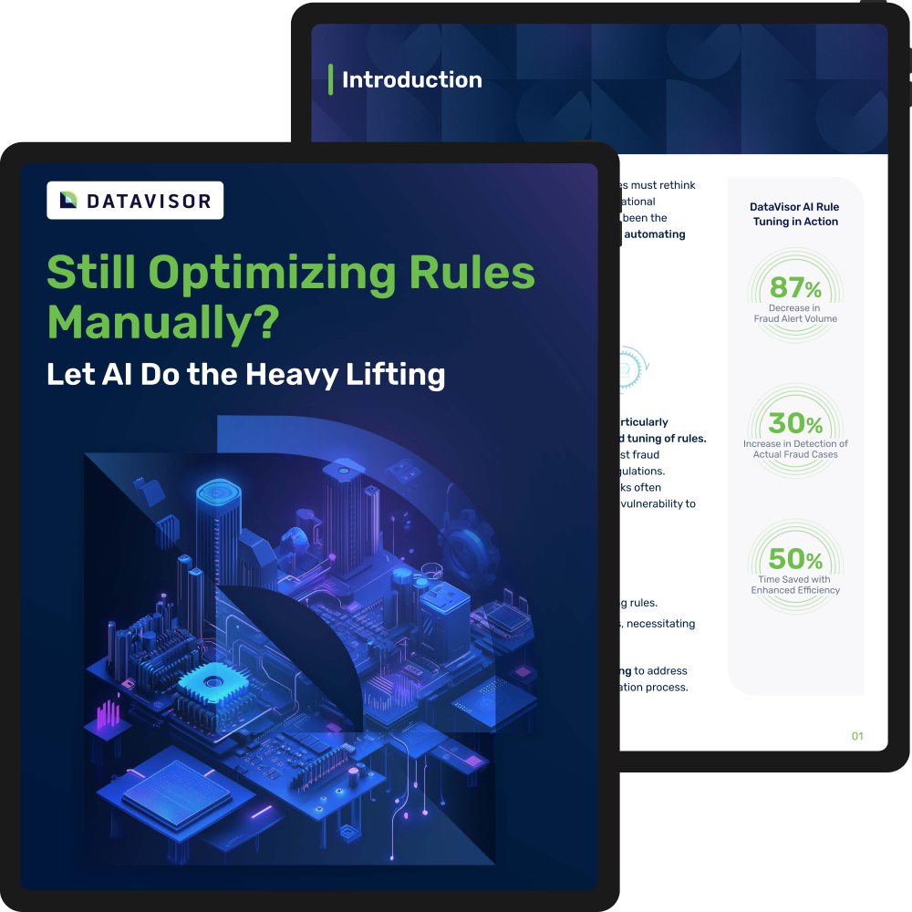 DataVisor's AI rule tuning solution brief feature image|DataVisor AI Rule Tuning Solution Brief: front page|DataVisor's AI-Rule Tuning (cover and intro page thumbnail)|DataVisor's ai rule tuning cover and intro page