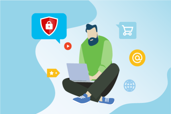 illustration of a man working on a laptop