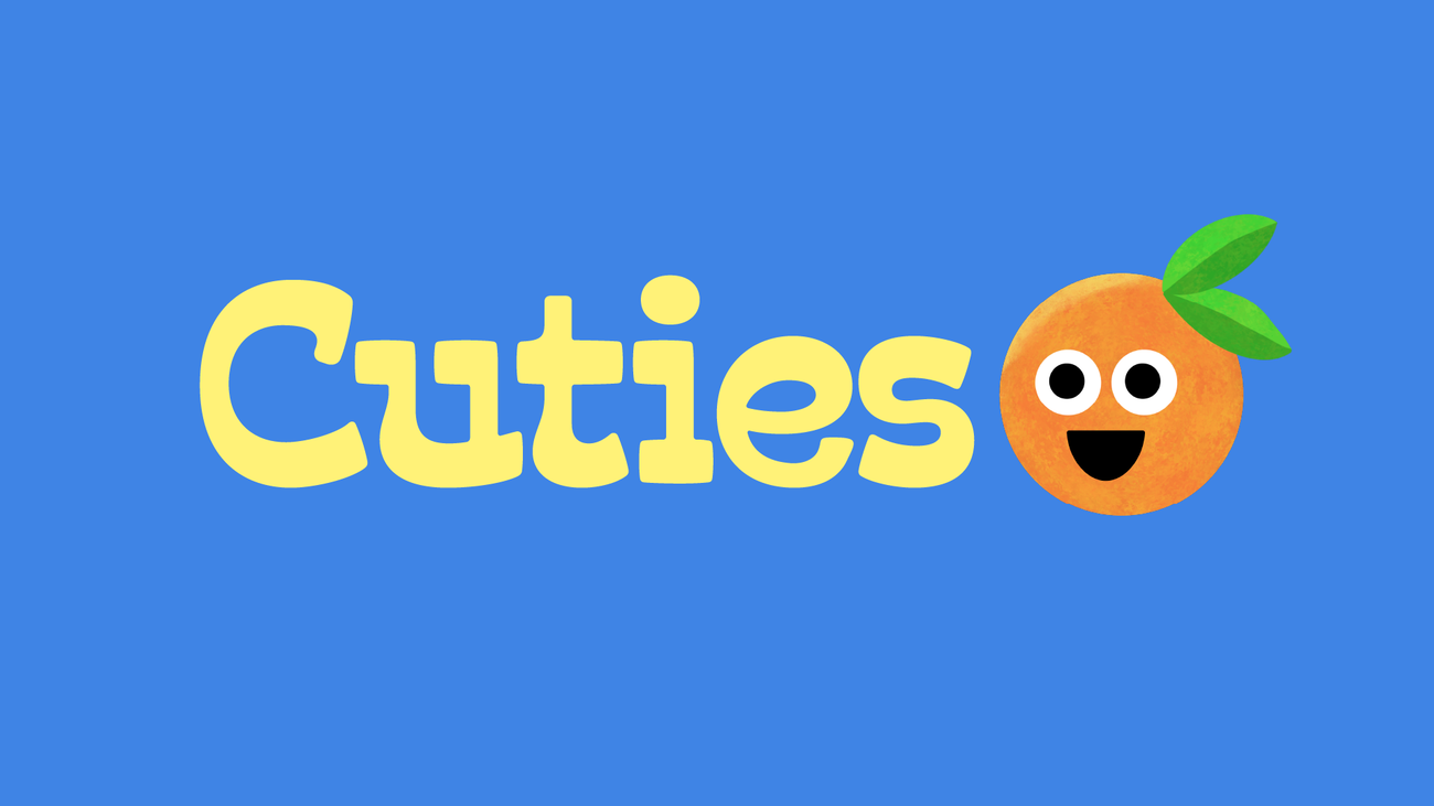 The updated wordmark and mascot for Cuties