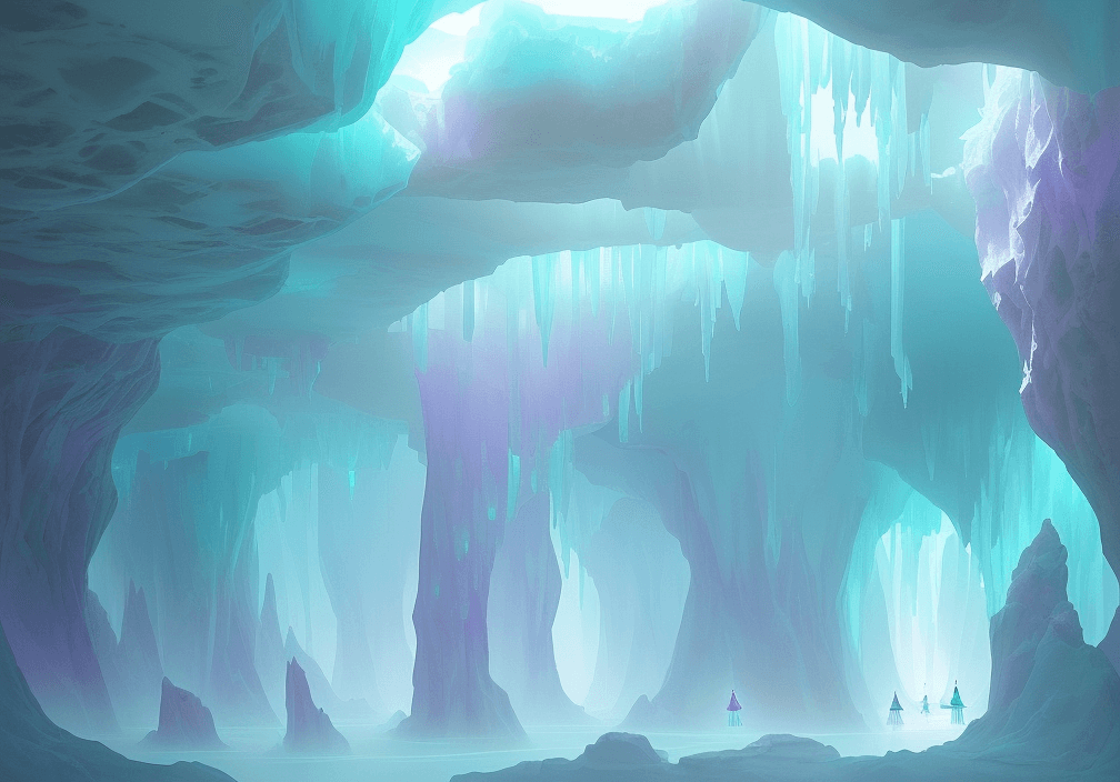 Creative workspace design: luminescent canyon symbolizes flowing ideas, geometric clarity transforming complexity into peaceful technological inspiration