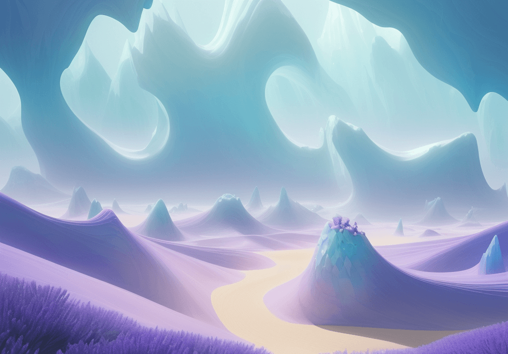 Tech innovation landscape: serene dunes symbolize effortless digital creation, shimmering horizons of no-code and low-code possibilities