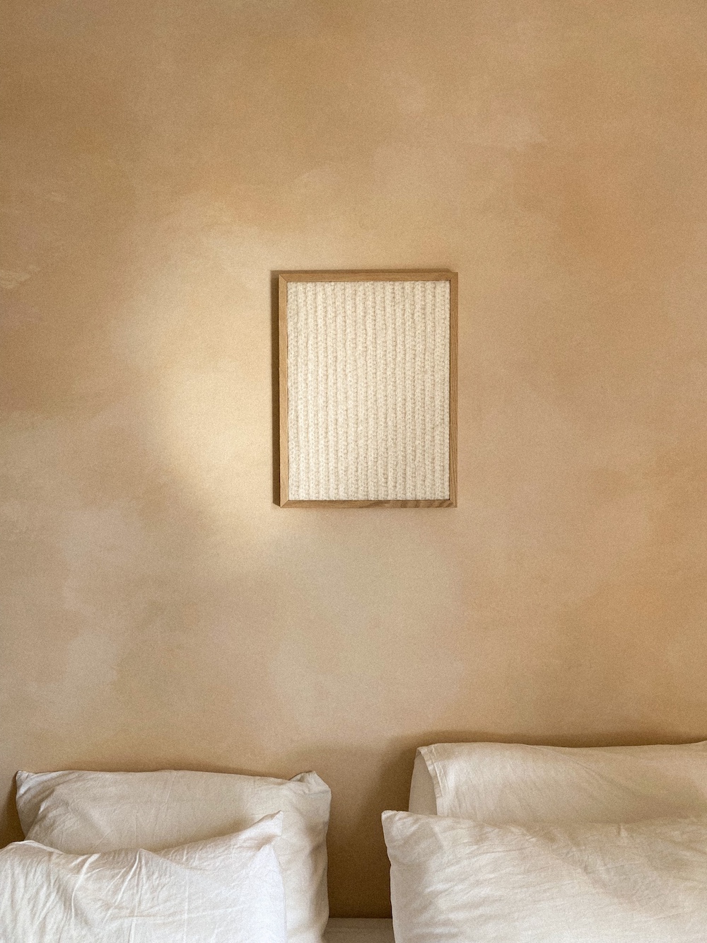 textile wall art in off white