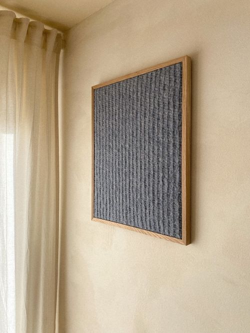 textile wall art in blue