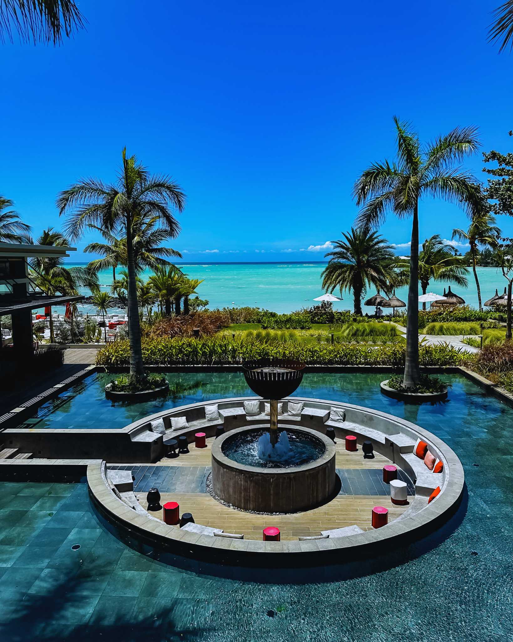 Stunning Indian Ocean view from LUX* Grand Baie Mauritius luxury resort.
