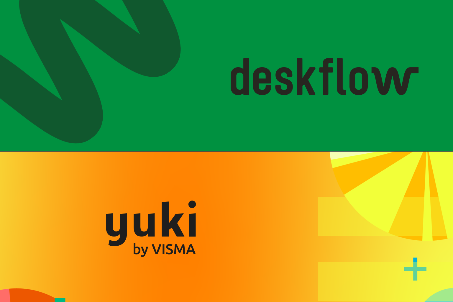 An image showing the two brands Visma Yuki and Deskflow
