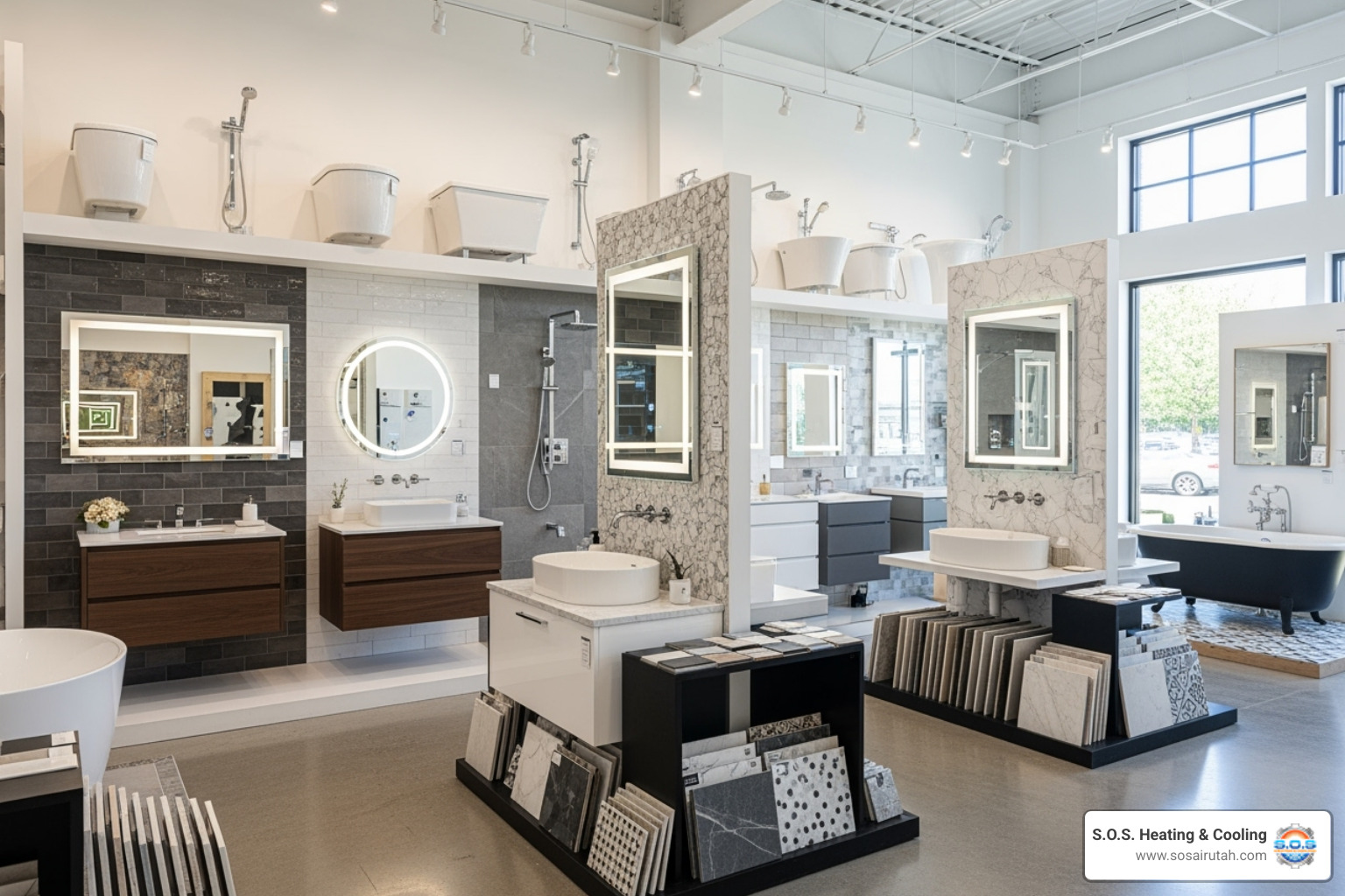 organized showroom - bathroom remodel showroom utah provo orem