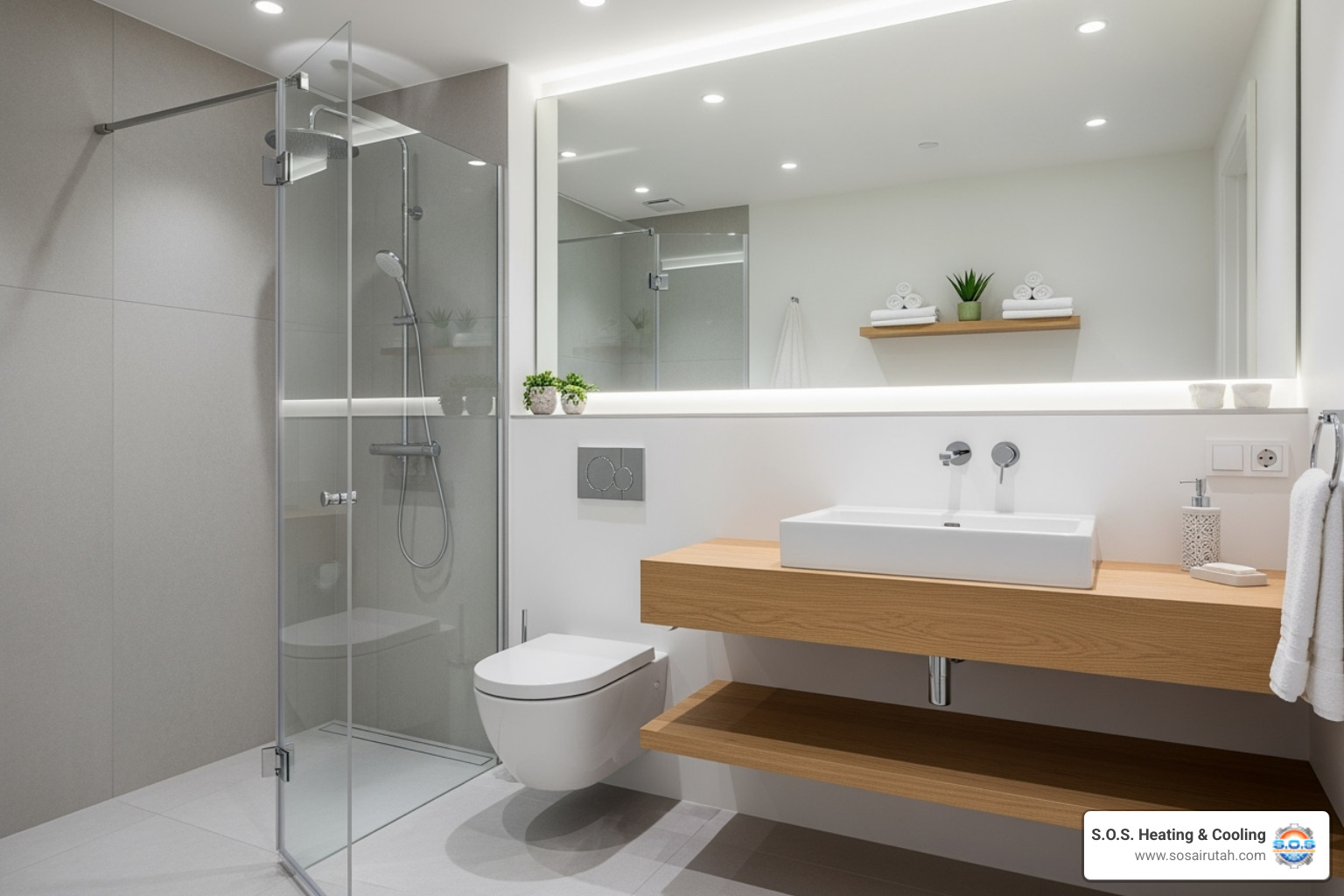 well-organized small bathroom with a floating vanity - Bathroom remodel ideas