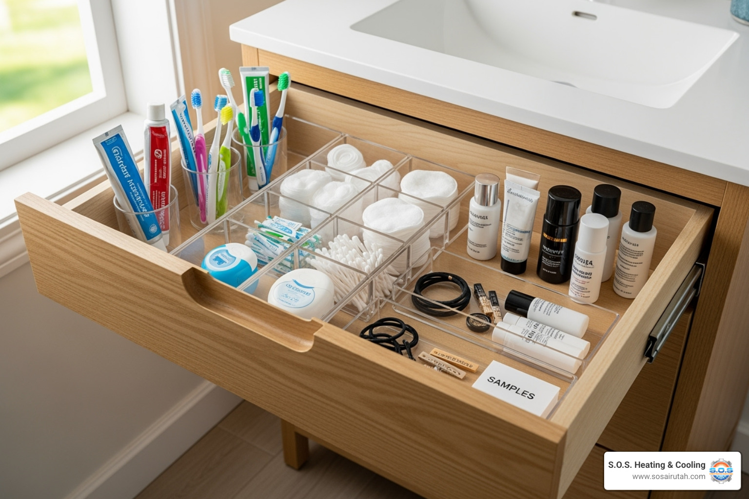 small vanity with clever drawer organization - Guest bathroom remodel