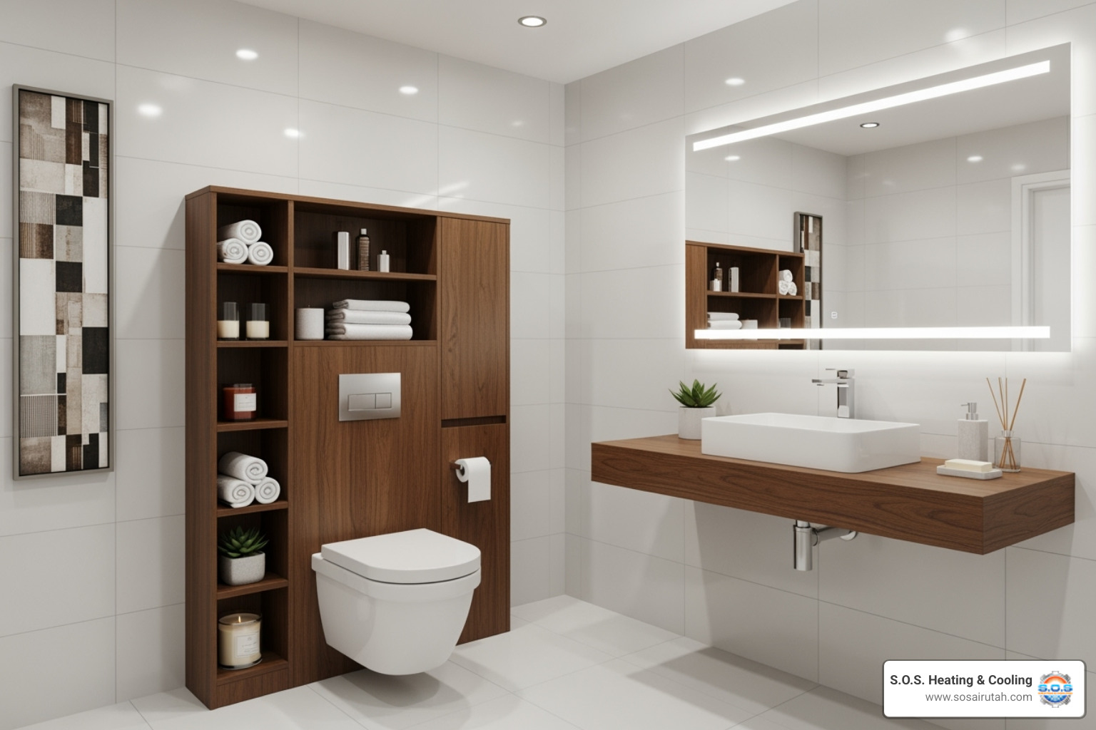 over-the-toilet shelving or a slim rolling cart - Guest bathroom remodel