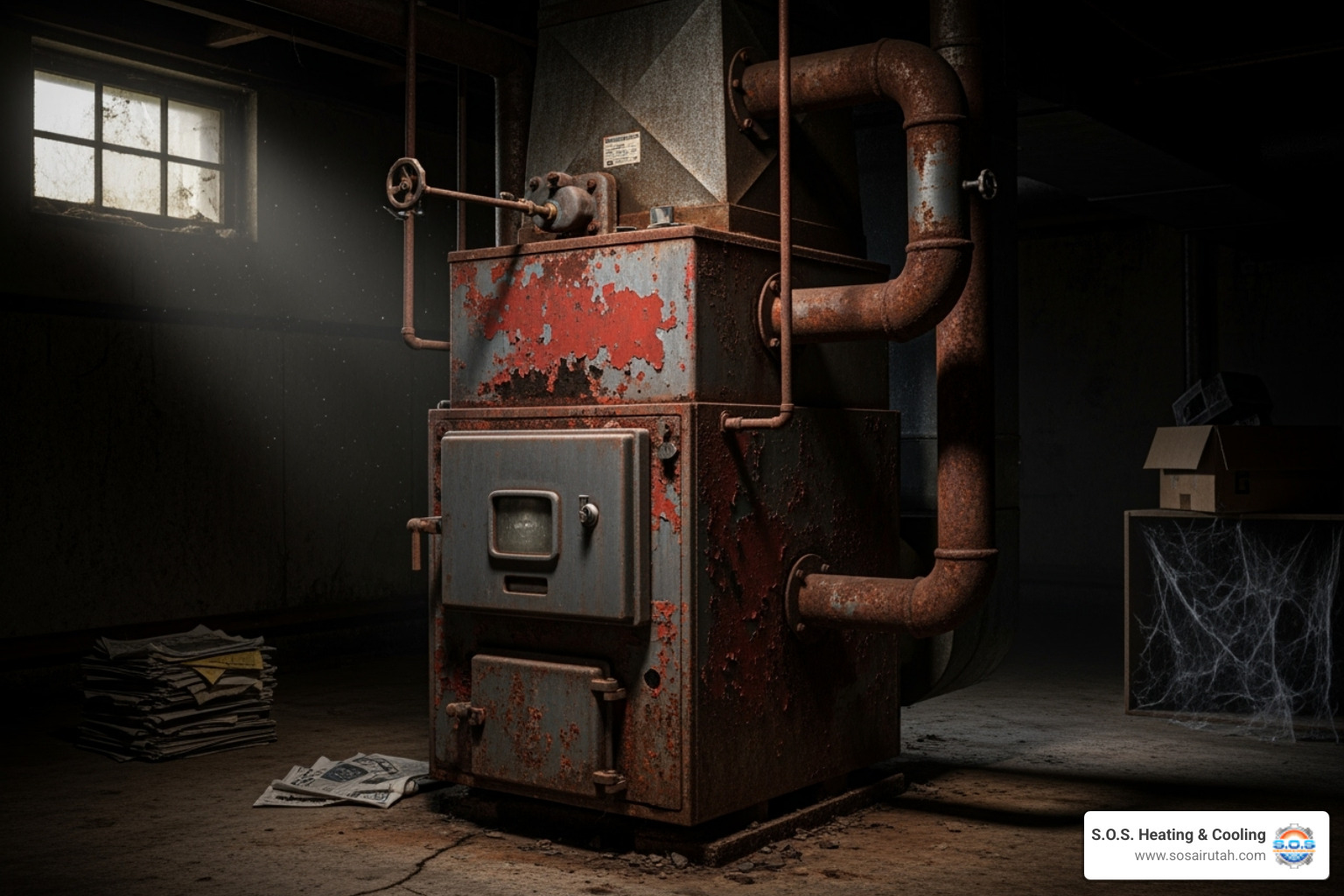 old rusty furnace - heating system installation utah