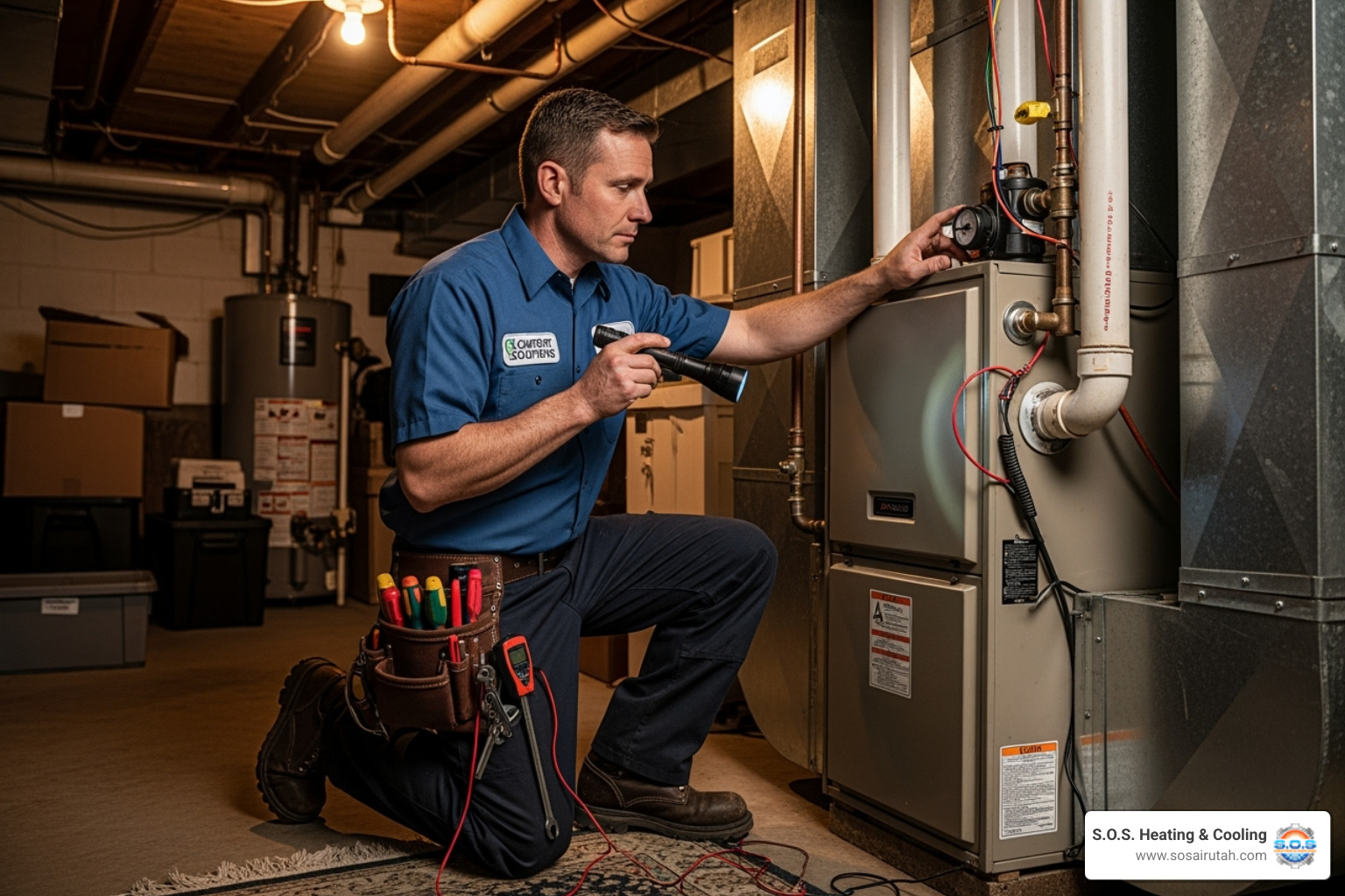 technician inspecting a furnace - hvac maintenance utah technician inspecting a furnace - hvac maintenance utah