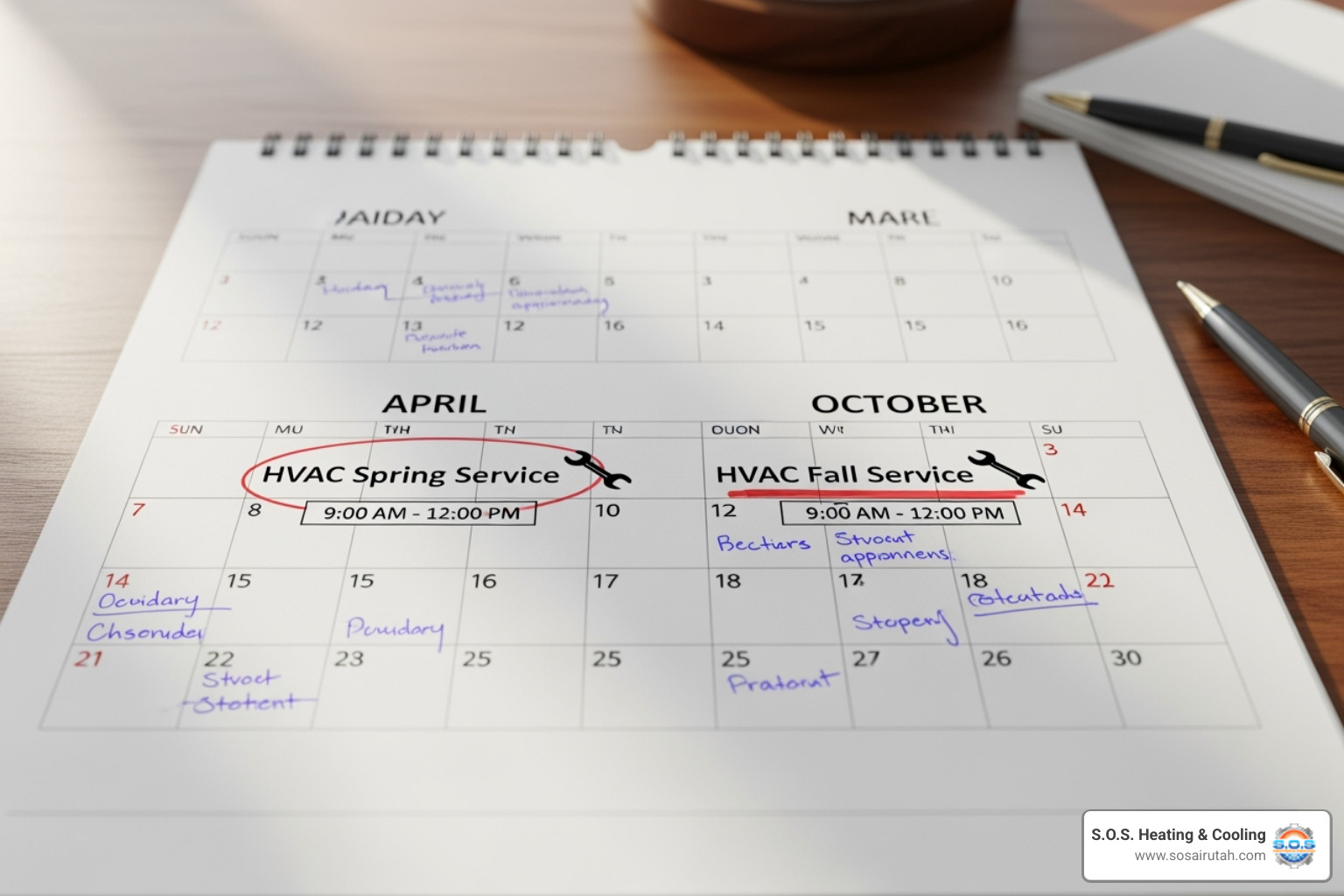 calendar with spring and fall highlighted for HVAC service - hvac maintenance utah calendar with spring and fall highlighted for HVAC service - hvac maintenance utah