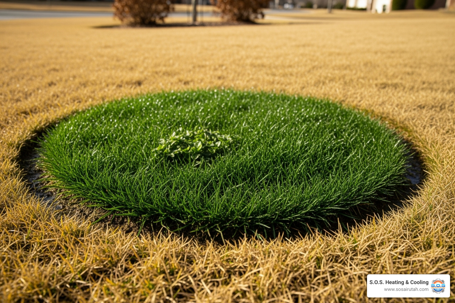 soggy, overly green patch of grass in a residential yard - sewer line repair salt lake soggy, overly green patch of grass in a residential yard - sewer line repair salt lake