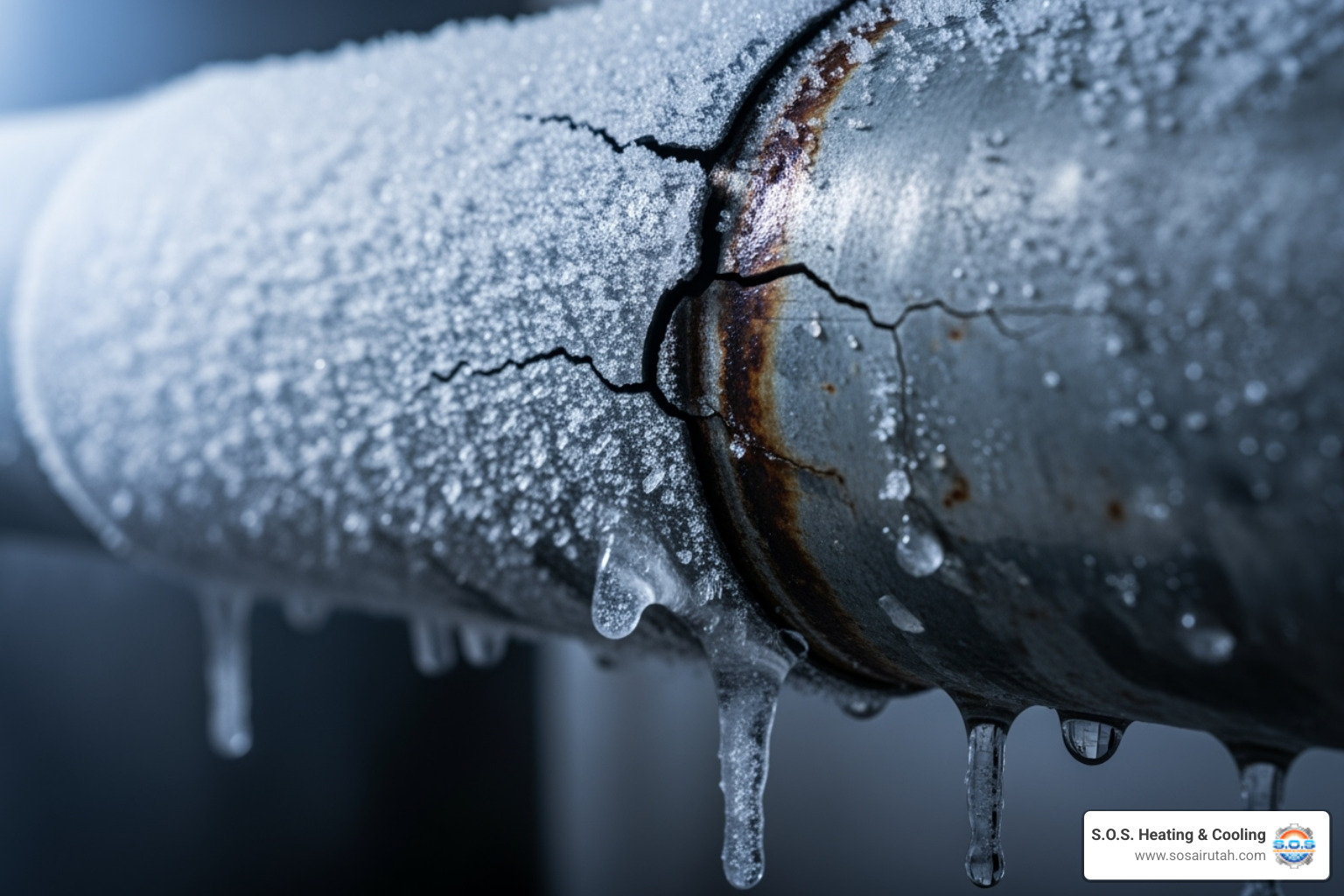 Frozen pipe with a visible crack - emergency plumber salt lake city Frozen pipe with a visible crack - emergency plumber salt lake city