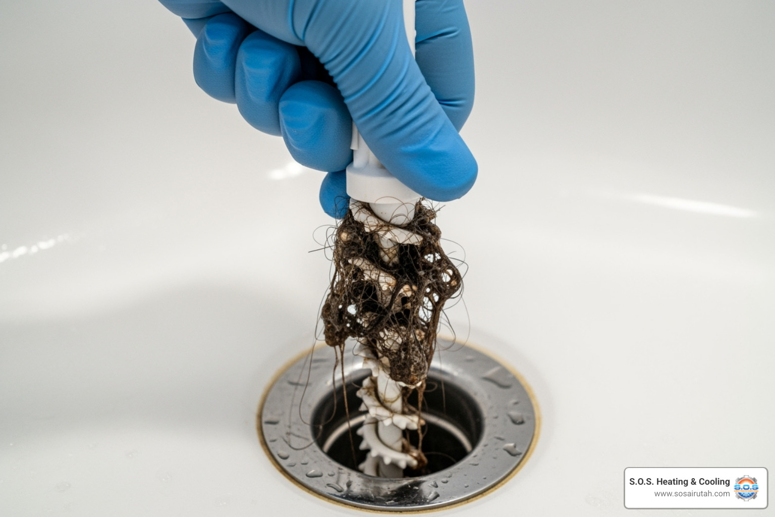 Using a plastic drain snake to pull hair from a drain - fix a slow draining bathtub