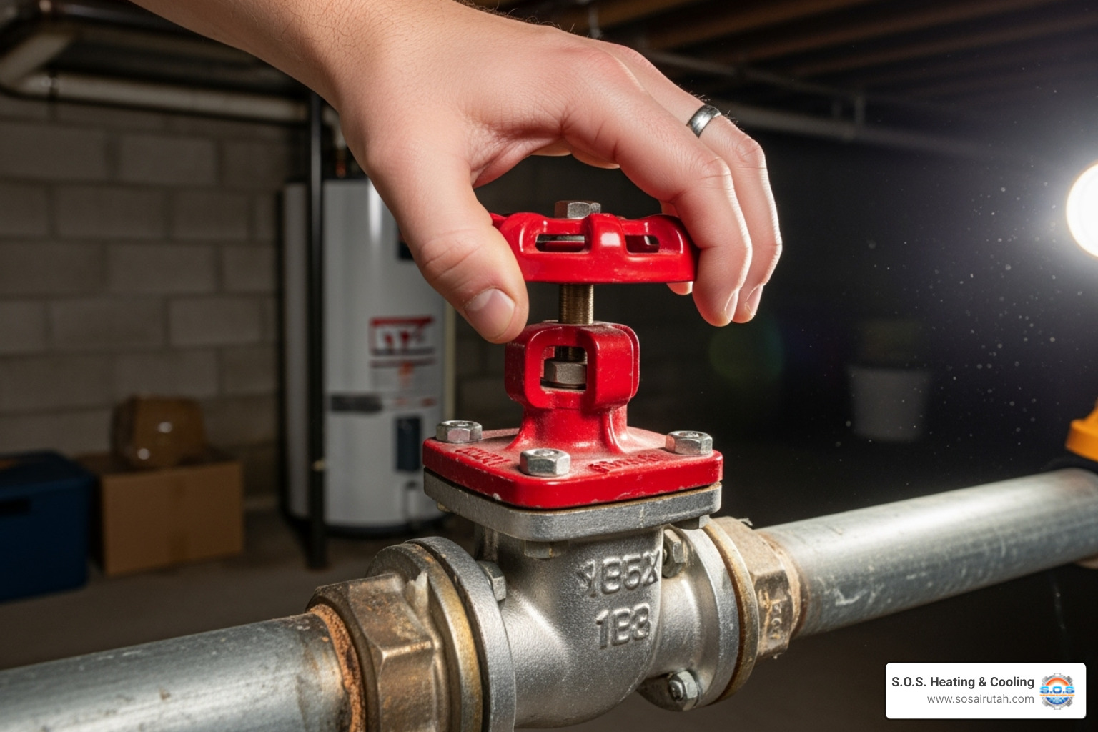 hand turning main water shut off valve - emergency plumber sandy ut hand turning main water shut off valve - emergency plumber sandy ut