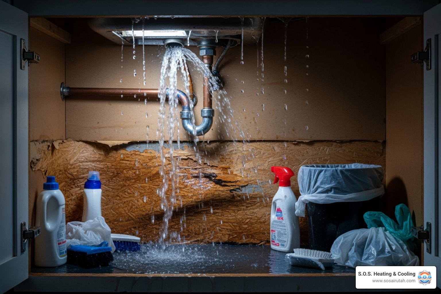 burst pipe under a sink - plumber sandy ut burst pipe under a sink - plumber sandy ut
