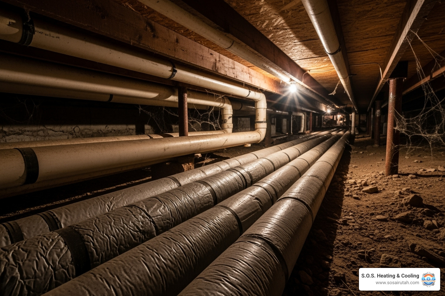 insulated pipes in a crawl space - emergency plumbing sandy