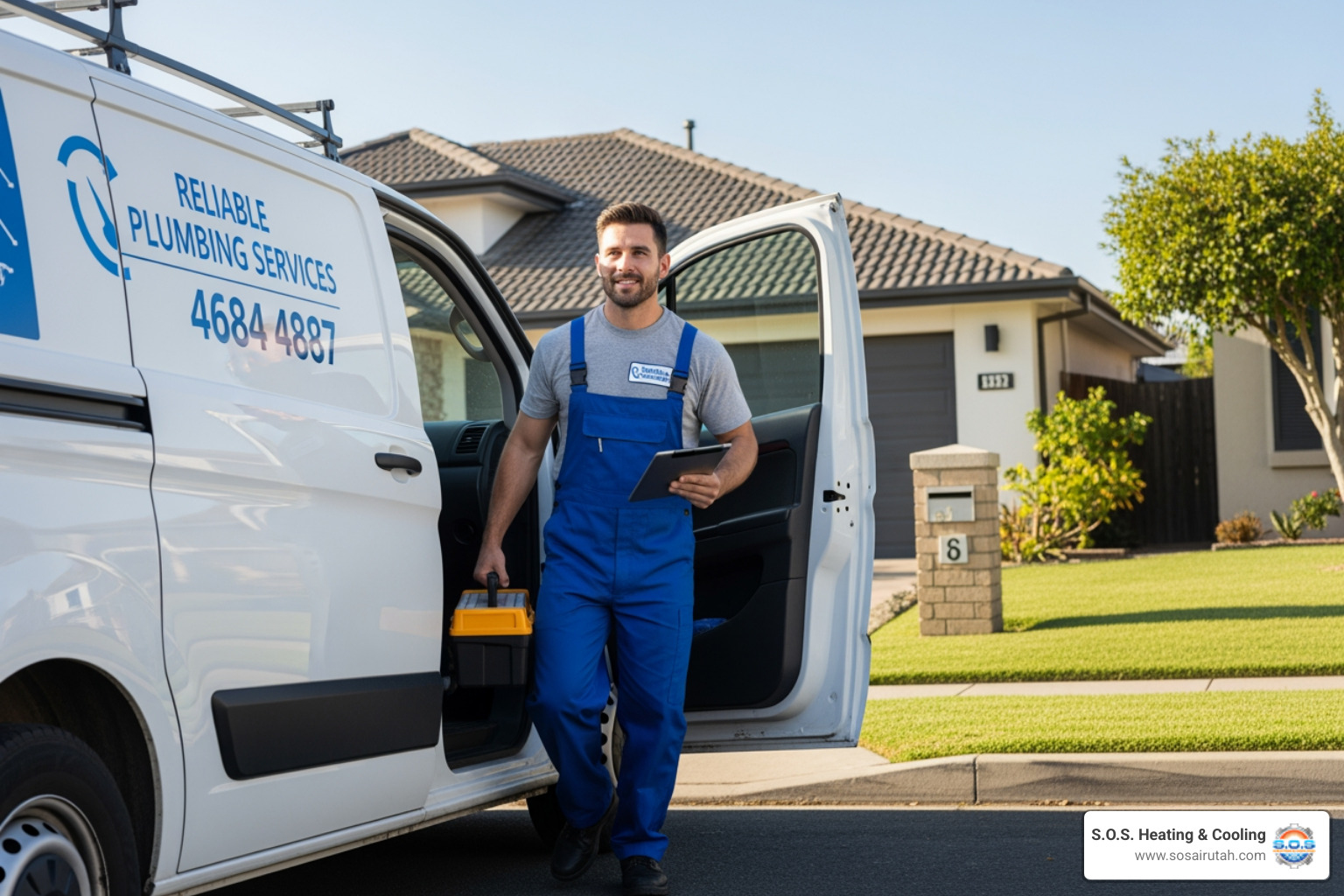 professional plumber arriving in van - My pipe just burst, I need an emergency plumber in Salt Lake right now."