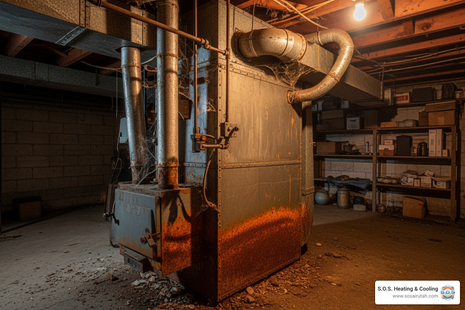 old, rusted furnace - heating system upgrades