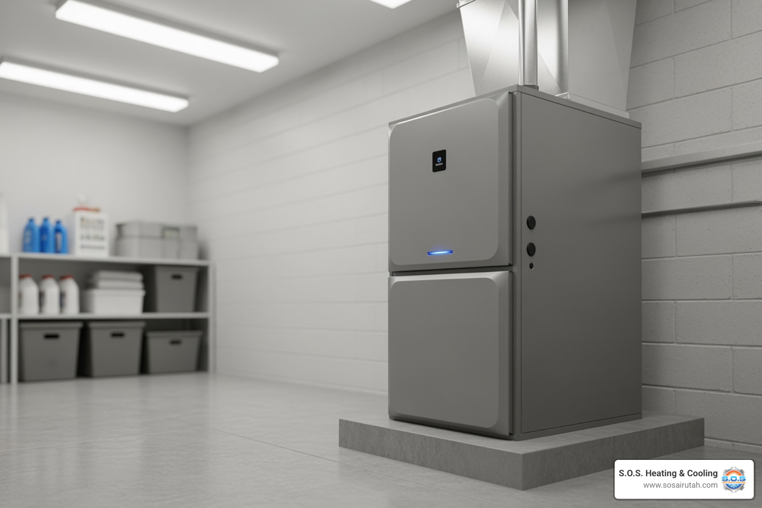 ENERGY STAR logo next to a modern high-efficiency furnace - I'm looking for quotes for a furnace replacement near me in Draper. ENERGY STAR logo next to a modern high-efficiency furnace - I'm looking for quotes for a furnace replacement near me in Draper.