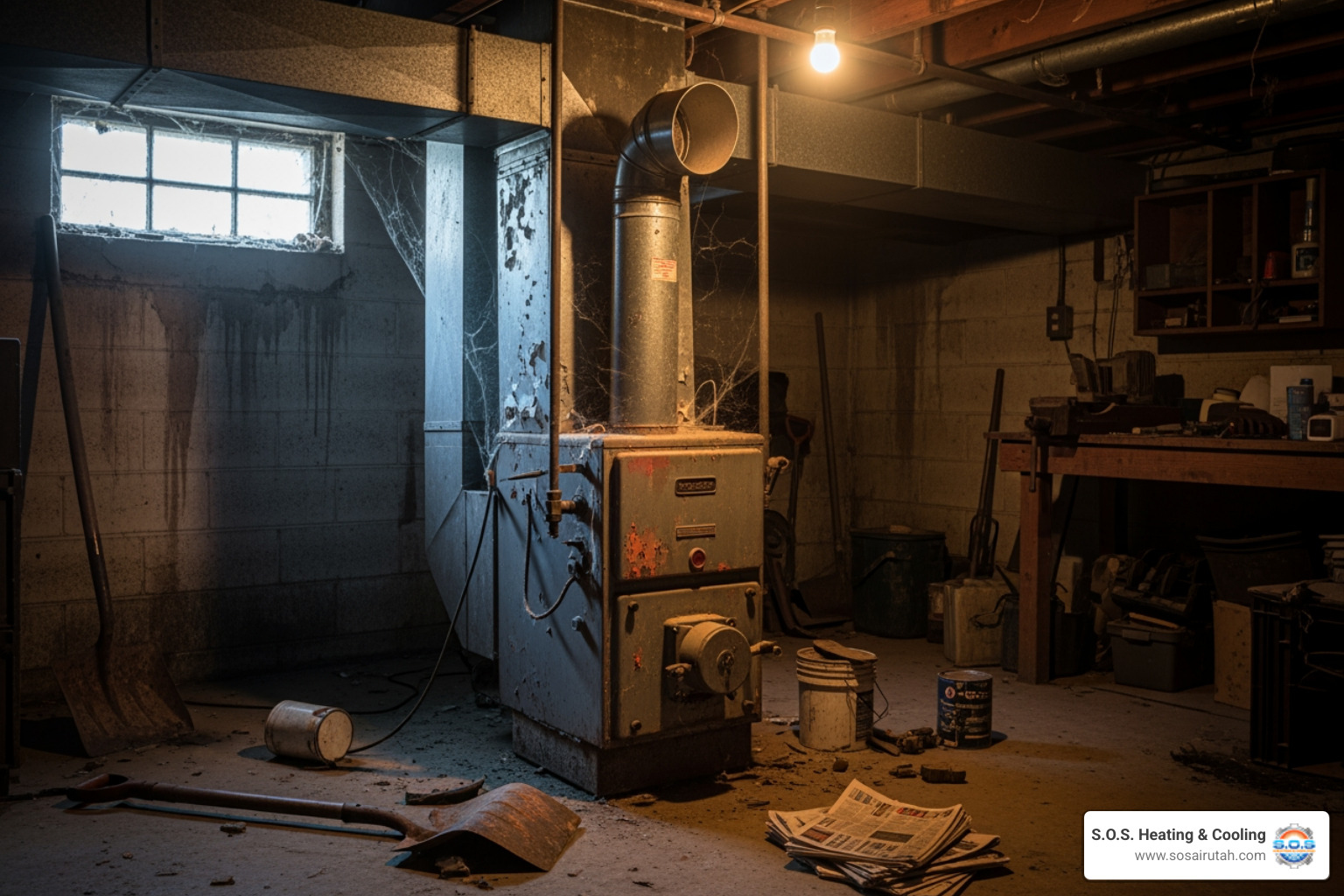 old dusty furnace - heating system replacement