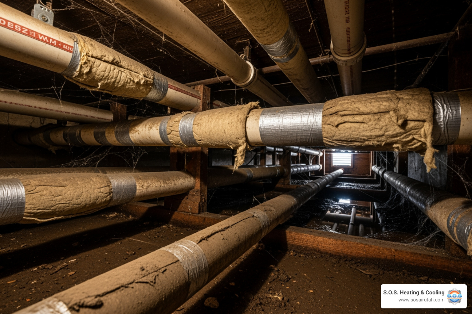 Insulated pipes in a crawl space - sandy emergency plumbing Insulated pipes in a crawl space - sandy emergency plumbing