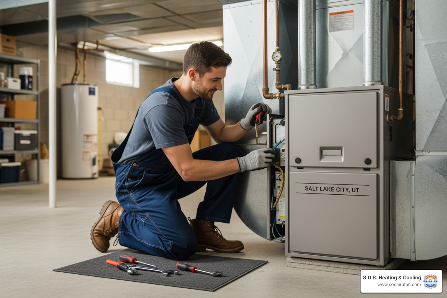 Infographic showing five key warning signs your furnace needs immediate repair: unusual grinding or banging noises, weak or no airflow from vents, rooms heating unevenly or not at all, sudden spikes in energy bills, and a pilot light that burns yellow instead of blue - affordable furnace repair in salt lake city, ut Infographic showing five key warning signs your furnace needs immediate repair: unusual grinding or banging noises, weak or no airflow from vents, rooms heating unevenly or not at all, sudden spikes in energy bills, and a pilot light that burns yellow instead of blue - affordable furnace repair in salt lake city, ut