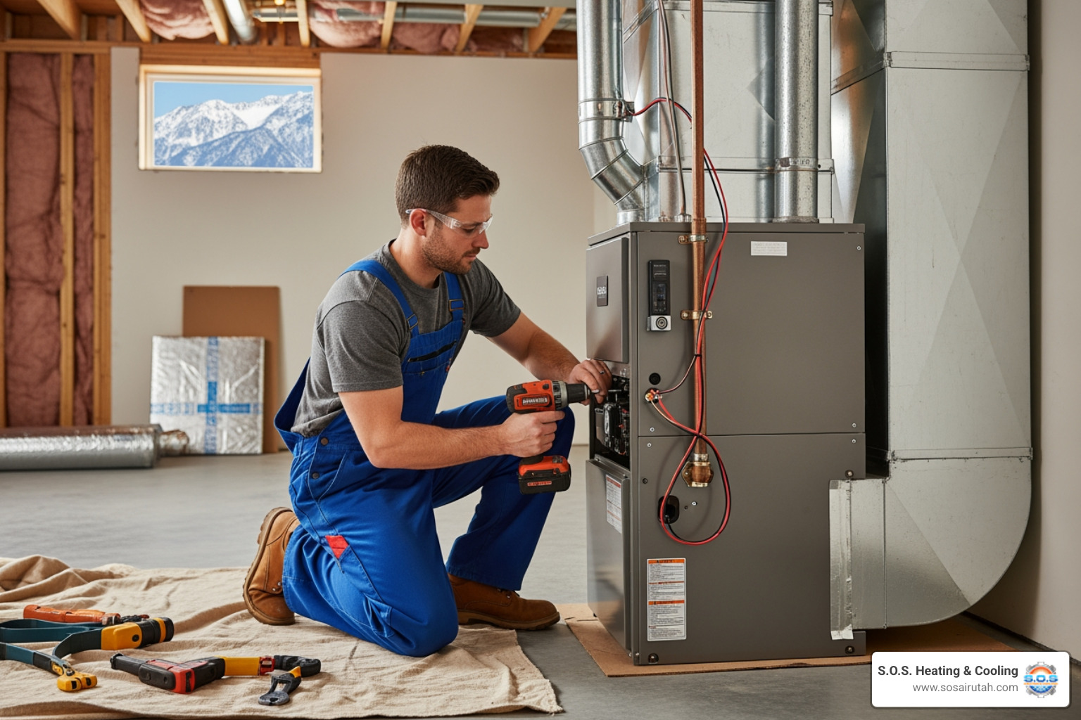 Infographic showing the complete furnace installation journey: Assessment and sizing (Manual J calculation for home size), System selection (gas, electric, or heat pump based on needs and budget), Permitting (required in Sandy, UT), Professional installation (6-10 hours by certified technician), Safety testing (carbon monoxide checks, ductwork inspection), Warranty activation (manufacturer and labor coverage), and Ongoing maintenance (annual tune-ups and filter changes for longevity) - furnace installation near me in sandy, ut