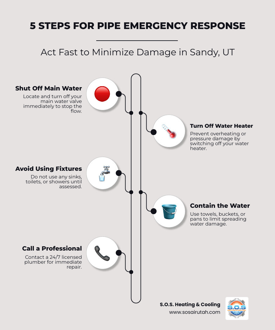 5 steps to take during a pipe emergency in Sandy UT infographic for homeowners - emergency pipe repair in sandy, ut 5 steps to take during a pipe emergency in Sandy UT infographic for homeowners - emergency pipe repair in sandy, ut