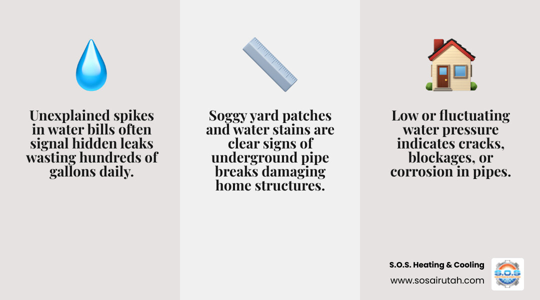 Infographic showing common signs of pipe failure in Sandy UT homes and when to call a professional - pipe repair in Sandy UT