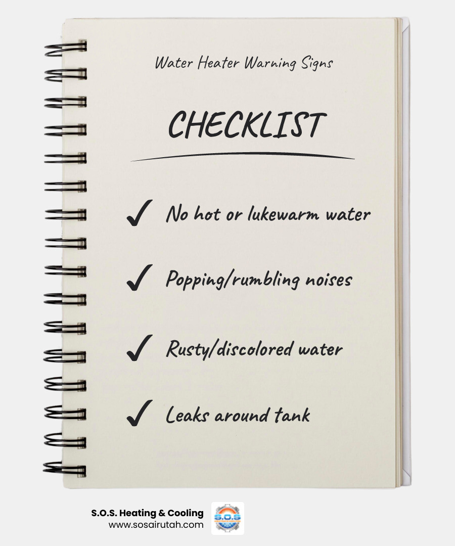 Infographic showing common water heater components and typical repair issues for Mt. Olympus UT homeowners - water heater