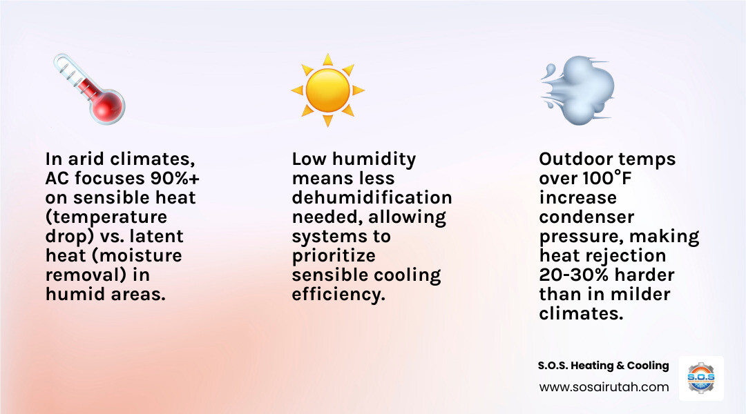 Infographic: how air conditioning works differently in arid climates - sensible heat, dust, humidity, efficiency - how air Infographic: how air conditioning works differently in arid climates - sensible heat, dust, humidity, efficiency - how air