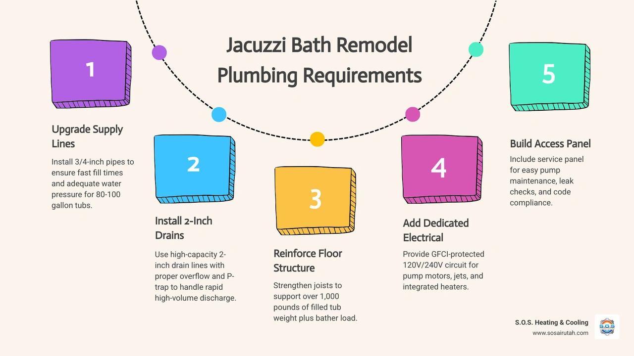 Step-by-step Jacuzzi bath remodel plumbing requirements infographic infographic Step-by-step Jacuzzi bath remodel plumbing requirements infographic infographic
