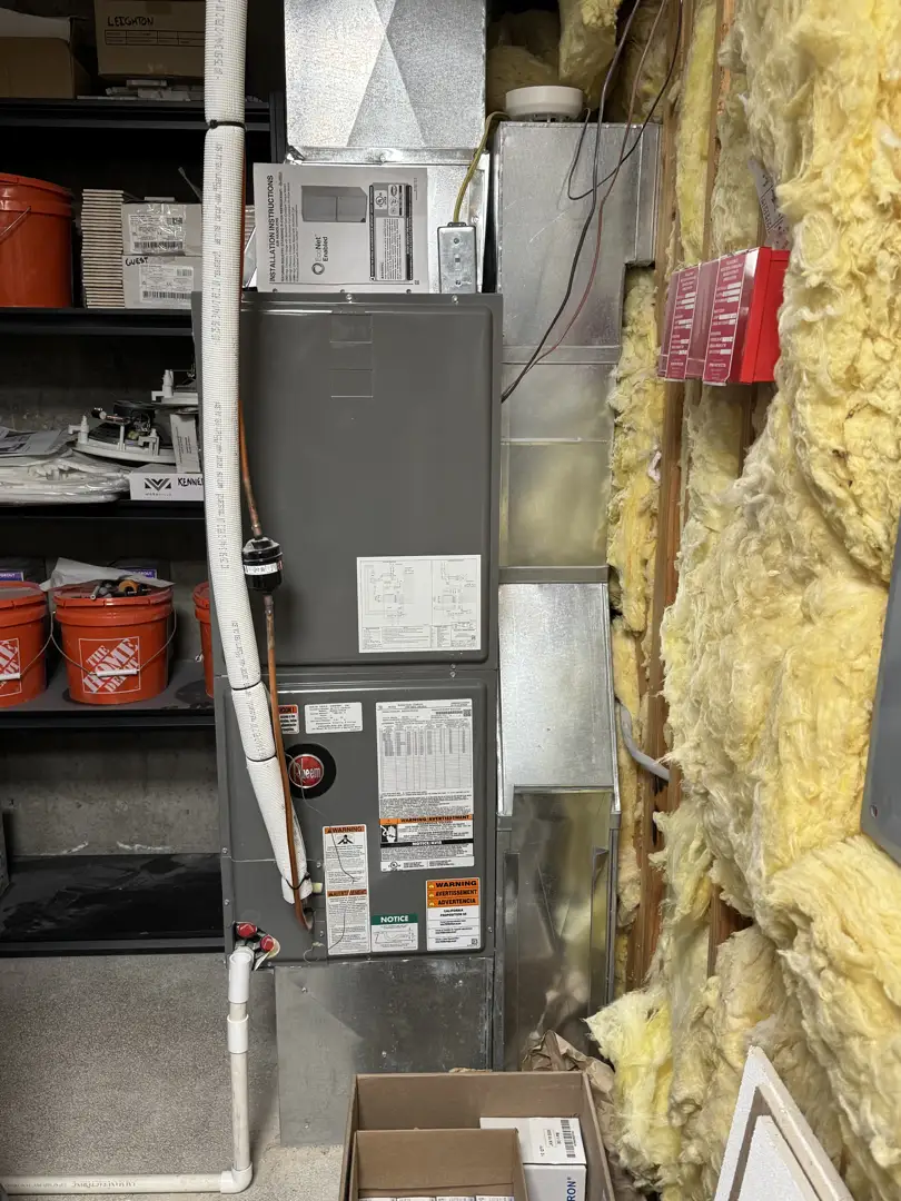 HVAC safety label on a modern unit showing A2L classification HVAC safety label on a modern unit showing A2L classification