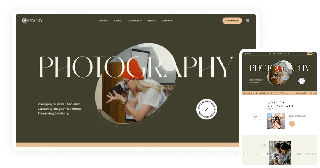 A laptop and tablet with the word photography on it.