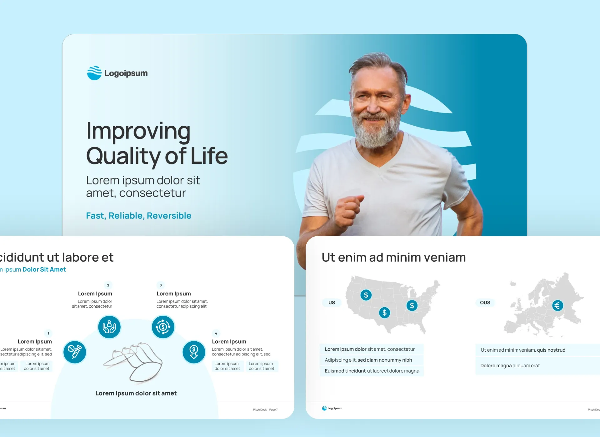 Series B pitch deck cover image for a cancer research platform, featuring biotech pitch deck visuals and clinical data designed by presentation design experts