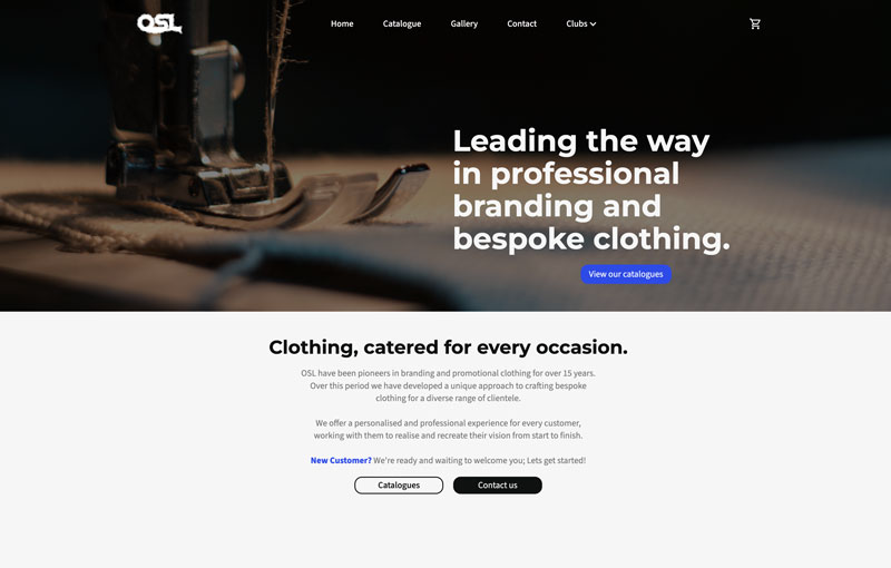 OSL clothing - A Webflow store for ecommerce built using CartGenie app