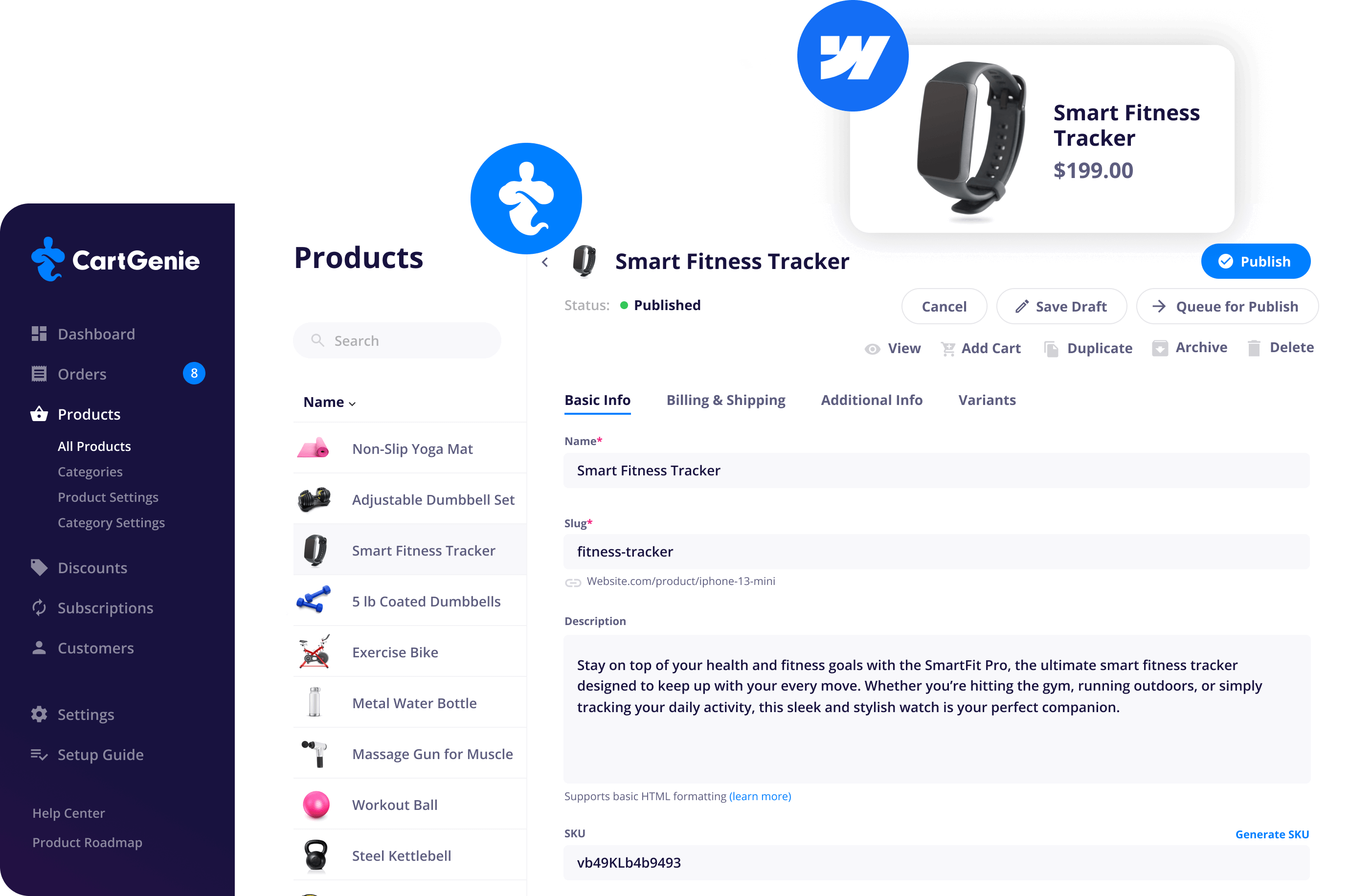 Automatically migrate your orders, products, and categories from Webflow Ecommerce to CartGenie and start selling!