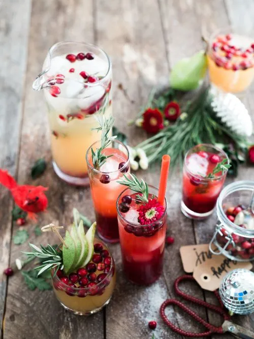 Styled photograph of a plate of delicious food and drink arranged on a wooden table