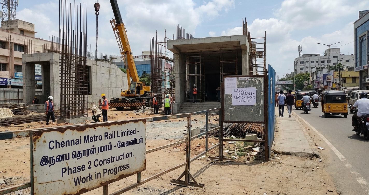 Labour Shortage Delays Chennai Metro Phase 2