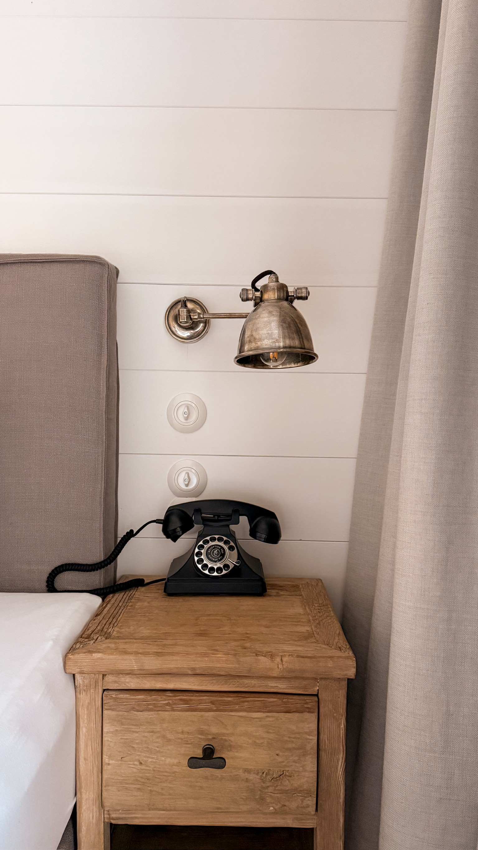 Hotel room with design phone