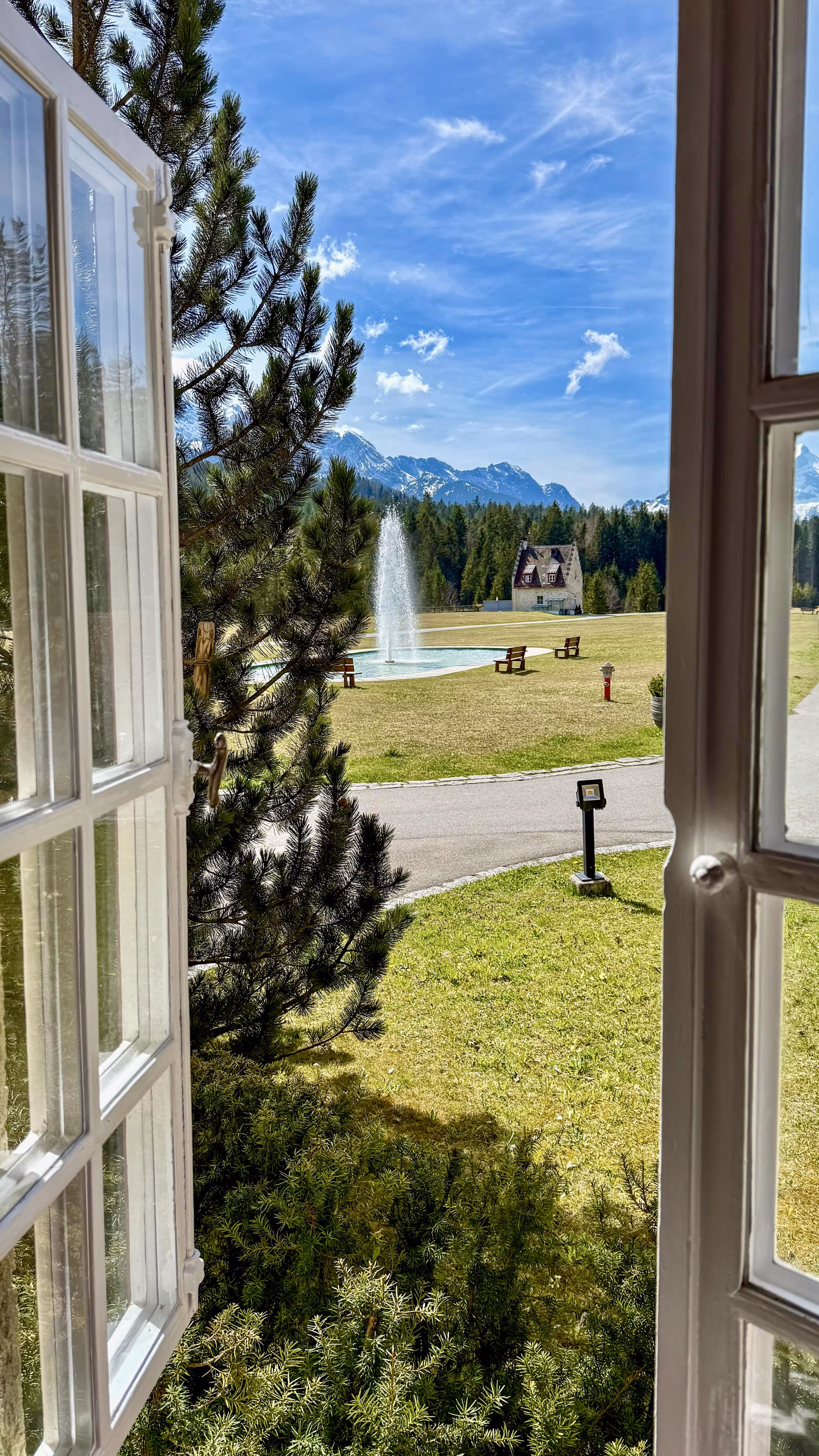 view from the window on fountain