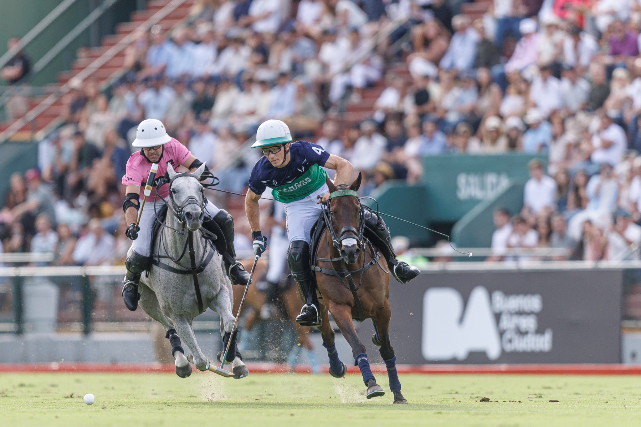 Gonzalo Pieres of Ellerstina and Bartolomé Castagnola Jr of La Dolfina competing at the Hurlingham Open
