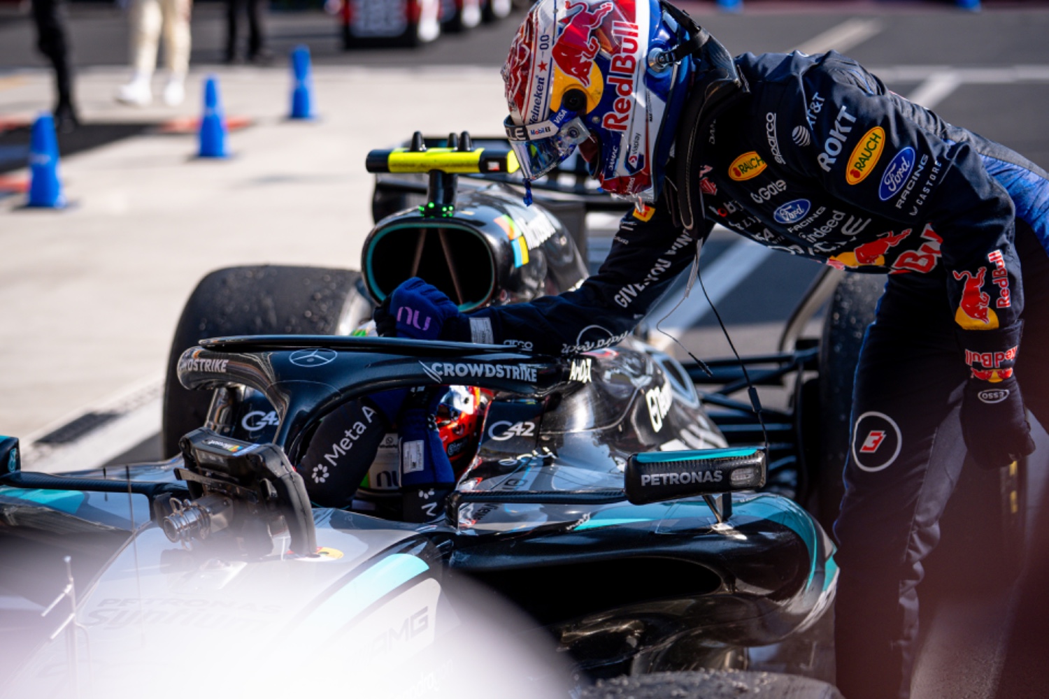 Formula 1 driver George Russell driving for Mercedes at the Italian Grand Prix in Monza