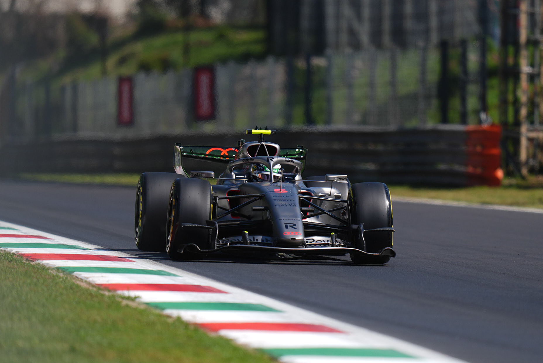 Formula 1 drivers George Russell, Pierre Gasly and Oscar Piastri after qualifying at the Italian Grand Prix in Monza